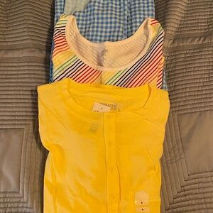 Lands End Women’s 10-12 Bundle: 1 Yellow Top, 1 Rainbow Tank, 1 Blue Dress